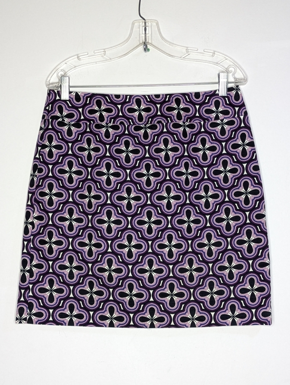 Ann Taylor Factory Purple Black White Retro Abstract Floral Mini Skirt 8